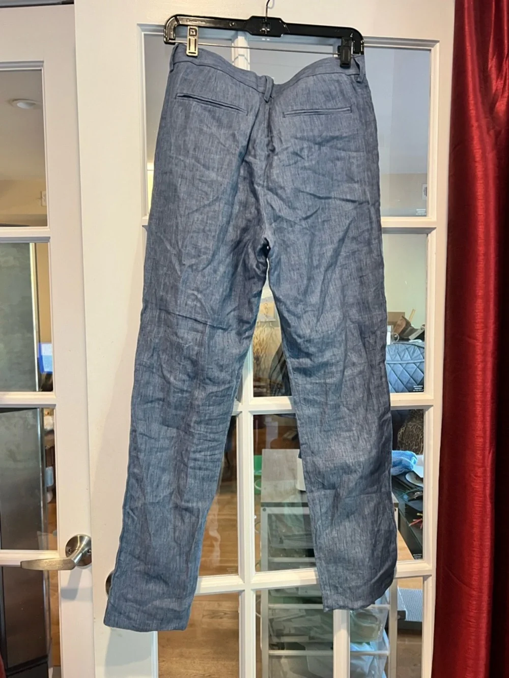 H&M Blue Linen-Blend Chinos